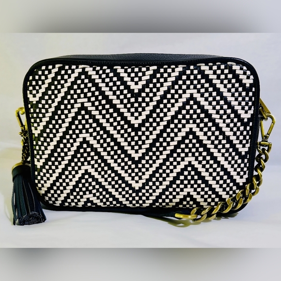 Michael Kors Ginny Medium Woven Leather Crossbody - Picture 1 of 8